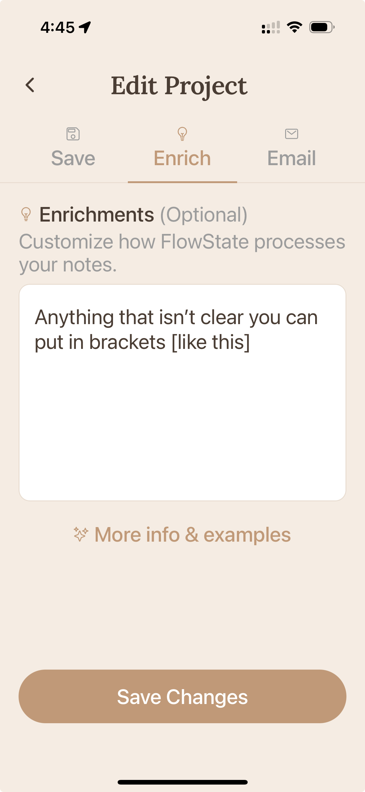 Edit enrichment settings